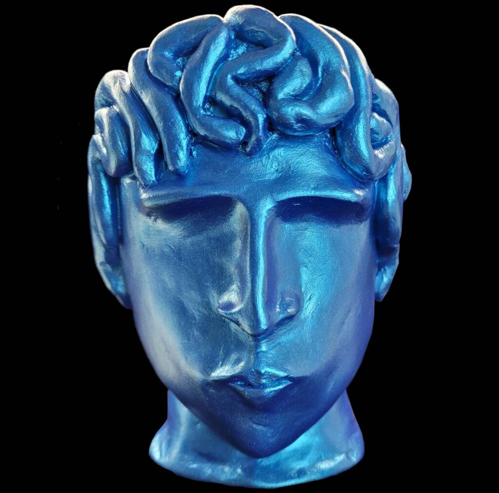 Volto Greco: Scultura in creta, colorazione in acrilico. – non disponibile